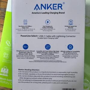 كابل أنكر PowerLine Select+ من USB-C إلى Lightning للشحن السريع – طول 1 متر